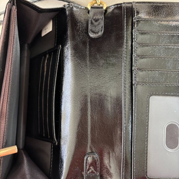 Black Patent Leather Crossbody Wallet Purse - Picture 6 of 12